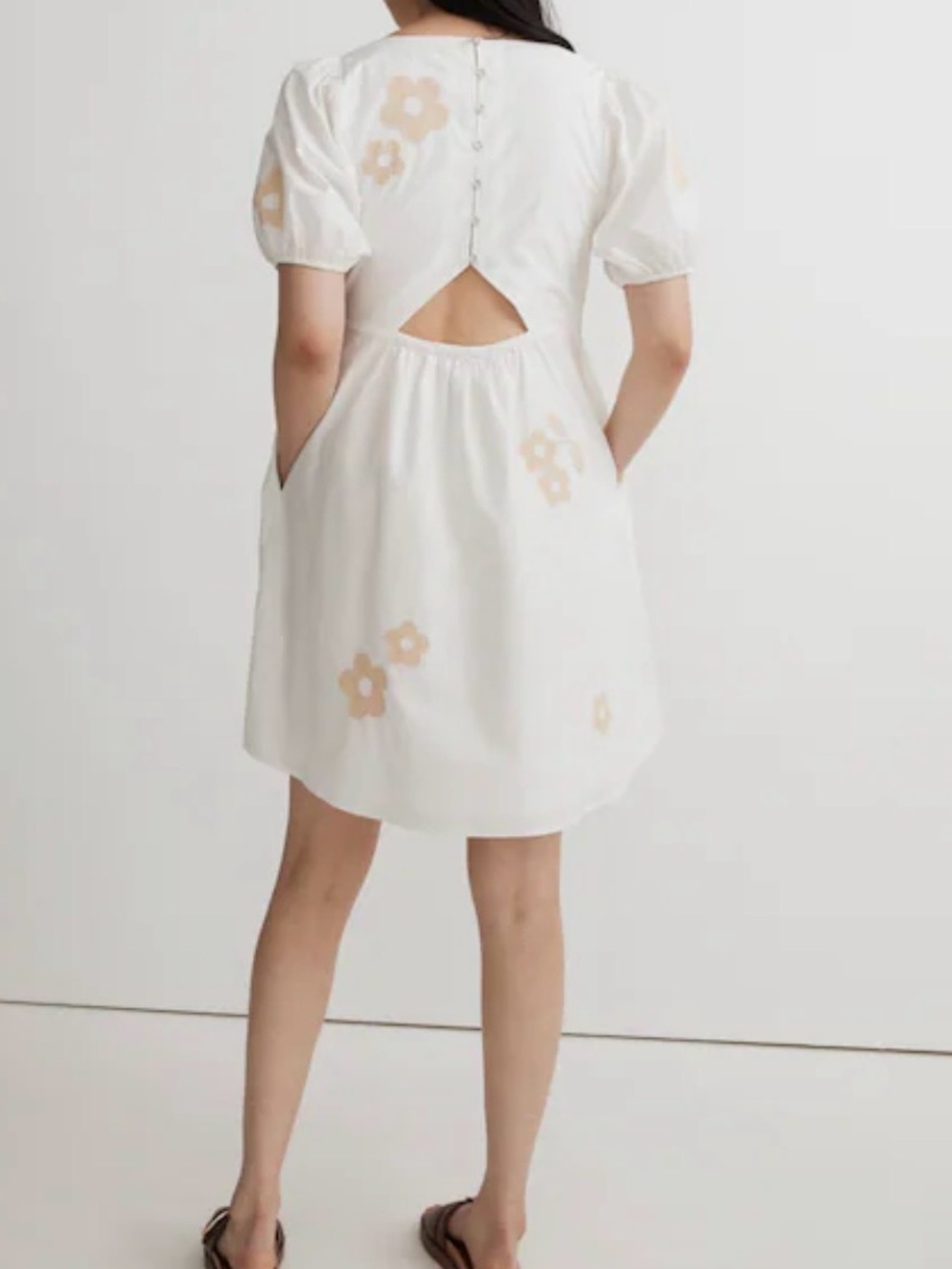 Madewell Annamarie Mini Dress Size 16 W White Embroidered Cutout MSRP 128.00 - Picture 2 of 14